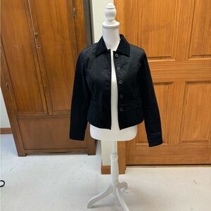 Isaac Mizrahi lightweight black quilted jacket XS 16 in pit button close